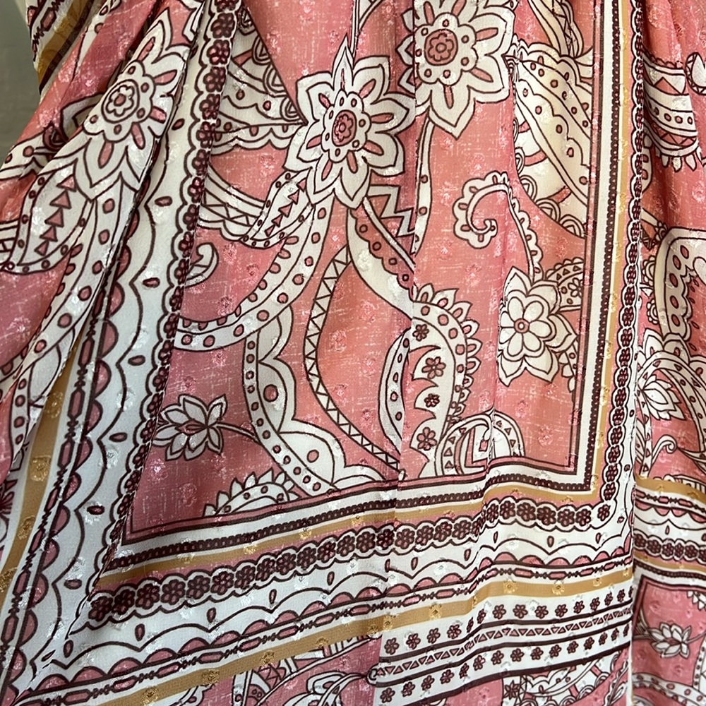 Marée Pour Toi pink flowy wrap maxi dress XXL Swiss dot scarf print - Picture 11 of 15